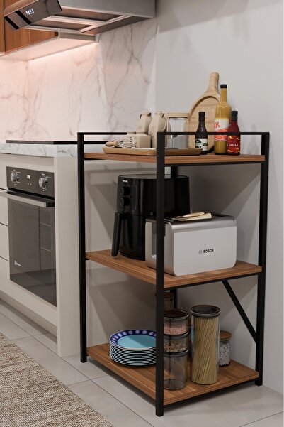 steel desing Katlı Metal Mutfak Organizer Raf,Airfryer,Kahve Köşesi Standı, M...