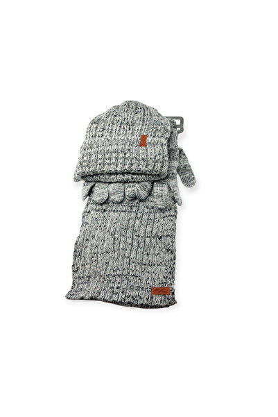 Mustran Set de 3 pălărie, mănuși și eșarfă pentru copii de 4-8 ani, cu blană ...