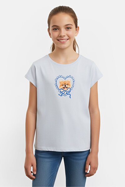 The Children's Place Kids Girl Short Sleeve Graphic Print T-Shirt, Sky Blue