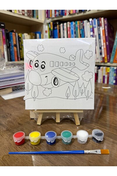 Tablofest Çocuklar İçin Tuval Boyama Seti (Tuval, Şövale, Fırça ve 6 Renk Akr...