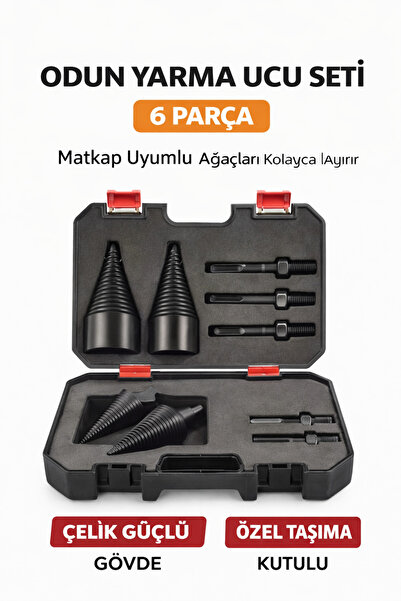 SENBANG Matkap Uyumlu Odun Yarma Ucu Seti 6 Parça – Çelik Odun Ayırıcı Aparat...