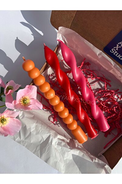 Daisyyartxstudio 3 renk şamdan mum