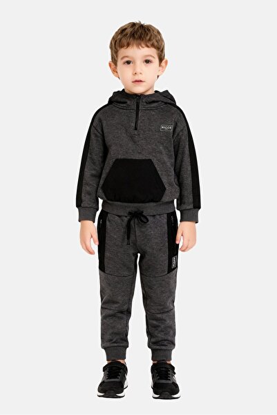Nicce طقم ملابس للأطفال الصغار من قطعتين، هودي وبنطال رياضي بشعار ماركة، رماد...