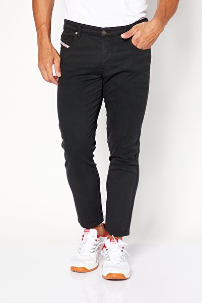 Diesel بنطلون تشينو رجالي أسود سادة قصة ضيقة ،