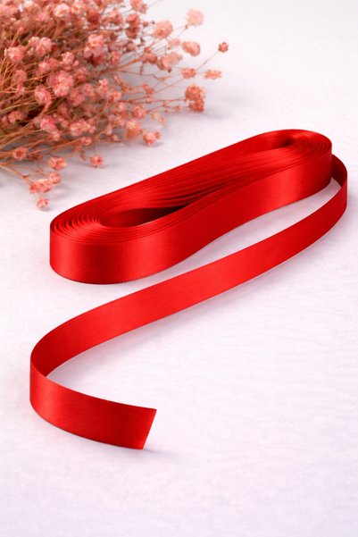 Huzur Party Store Kırmızı Saten Kurdele 10 Mm (2 Cm) 10 Metre Çift Taraflı Sü...