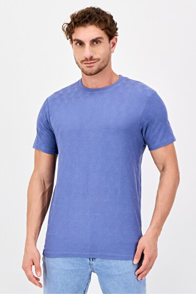 Threadbare Men Crew Neck Short Sleeve Textured T-shirt, Sage Blue