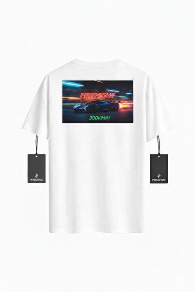 PERISENSE Unisex Midnight Runner Printed Premium Combed Oversized T-Shirt