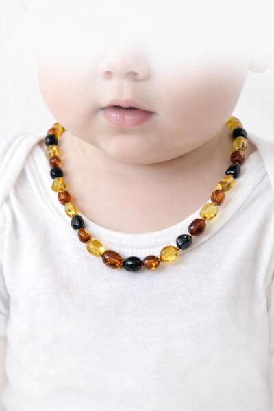 modvina Baby Amber Necklace – Natural Amber, Handmade, with Special Knots and...