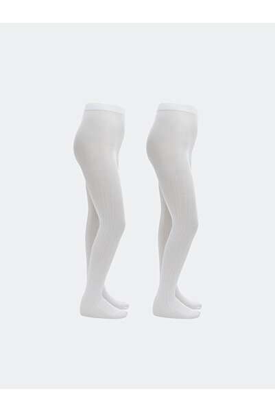 LC Waikiki Esvab • Modern & Distinctive Embroidered Girls' Thin Pantyhose 2-Pack