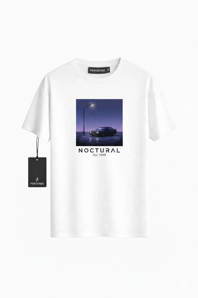 PERISENSE Unisex Nocturnal Vibes Printed Premium Combed Cotton Oversized T-Shirt