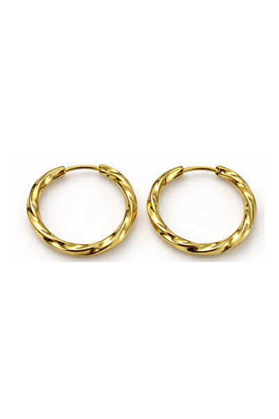 Jaida Moda Women's Gold Color Steel Spiral Design Hoop Earrings |   2.5 mm Th...