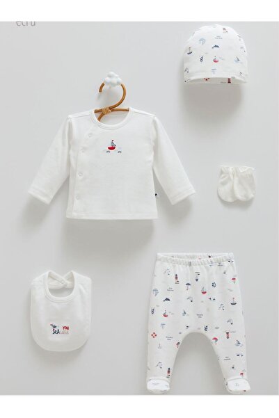 Caramell İncibaby 100% Cotton Marine Sailor 5-Piece Baby Boy Hospital Dischar...