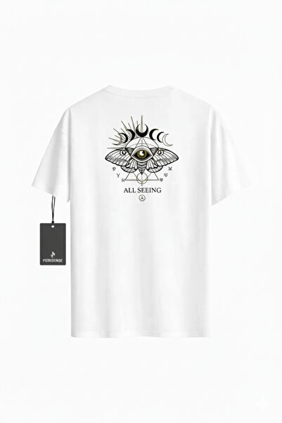 PERISENSE Unisex Celestial Eye Printed Premium Combed Cotton Oversized T-Shirt