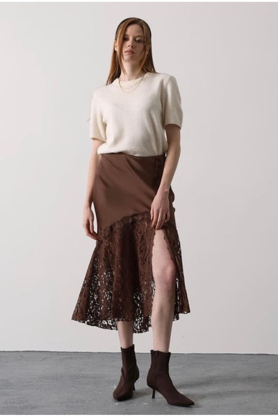 İldies store Dantenli Satin Dress