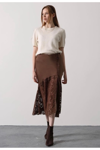İldies store Dantenli Satin Dress
