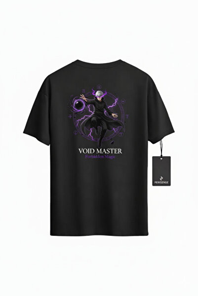 PERISENSE تي شيرت للجنسين VOID SORCERER مطبوع من القطن الممشط الفاخر قصة فضفاضة