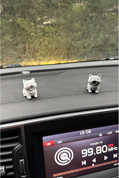 hobier قطعتان من زينة السيارة على شكل قطة متمددة باللون الرمادي والأبيض، إكسس...