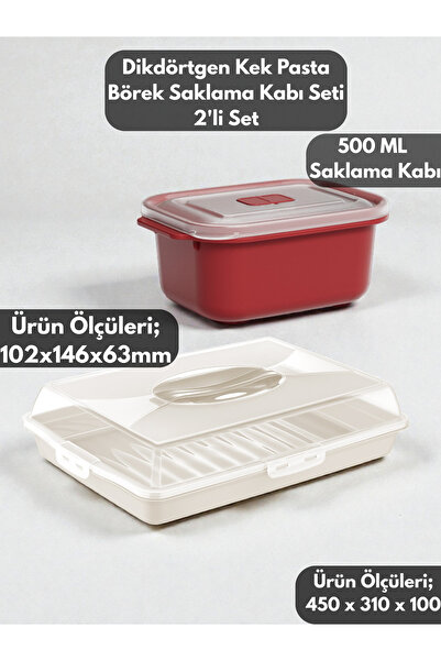 PONÇİK BEBEK Rectangular Cake Pastry Storage Container, Lockable Glass Transp...