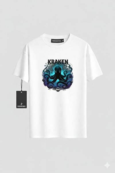 PERISENSE Unisex Kraken Deep Printed Premium Combed Oversized T-Shirt