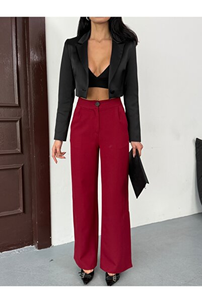 Cuyka Women's Slit Palazzo Hürrem Fabric Trousers