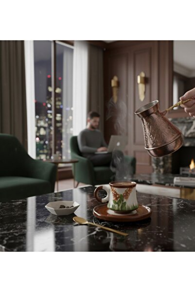 Ceramillion طقم فناجين قهوة مزدوجة بنمط السازليك