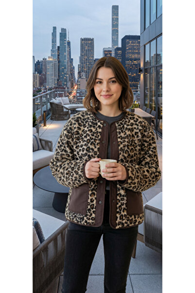 STYLENEST Women's Double-Sided Plush Coat Jacket Leopard Pattern Snap Fastene...