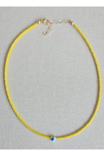 Neesa Yellow Necklace with Evil Eye Beads