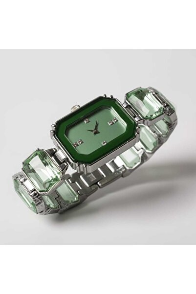 EleganTrend Elegant Green Stone Detailed Silver Color Women's Watch