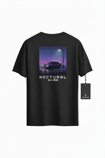 PERISENSE Unisex Nocturnal Vibes Printed Premium Combed Cotton Oversized T-Shirt