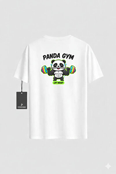 PERISENSE Unisex Panda Gym Printed Premium Combed Cotton Oversized T-Shirt