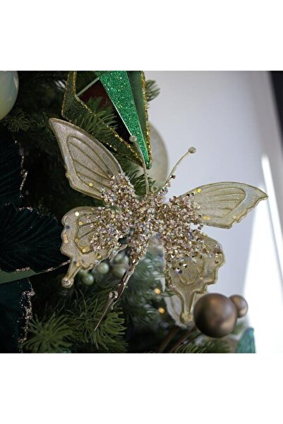 Home Yılbaşı Süsü Klipsli Kelebek 15 cm-Gold