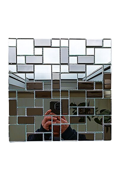 MozaiKristaL Mutfak tezgah arası, Ayna-Gümüş Krom Mix. 30x30cm. Fileli Krista...