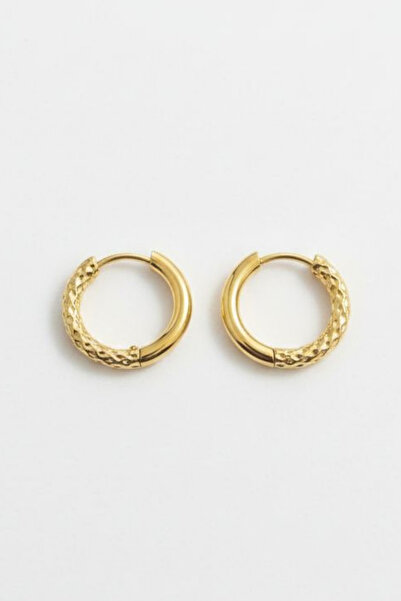 Jaida Moda Women's Gold Half Patterned Steel Hoop Earrings |   2.5 mm Thickne...