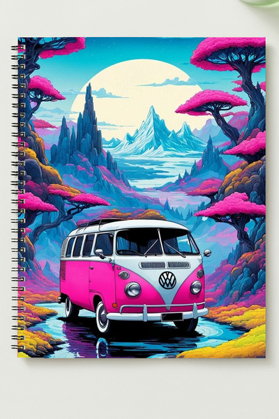 BLACKONECLASS دفتر ملاحظات WOSWOS MINIBUS A5 من الورق المقوى المعدني الملفوف ...