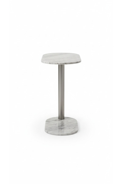 Generic Modern Silver Marble Side Table - 37x24x57 cm