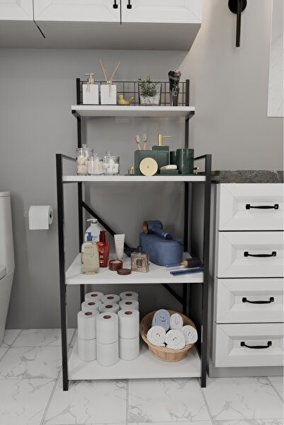 steel desing Ayarlanabilir Raflı 4 Katlı Banyo Organizeri Çok Amaçlı Metal Ah...