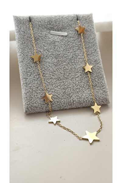 DİAVENTA TAKI VE AKSESUAR 316L Steel Star Chain Model Gold Steel Non-Tarnish ...