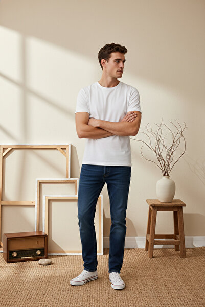 Wonraces تي شيرت رجالي قطني أساسي بقصة عادية وياقة دائرية