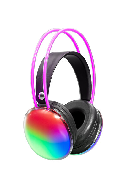 beemen Disco Pulse RGB Işıklı Kafa Üstü Kablosuz Bluetooth Kulaklık - Mikrofonlu