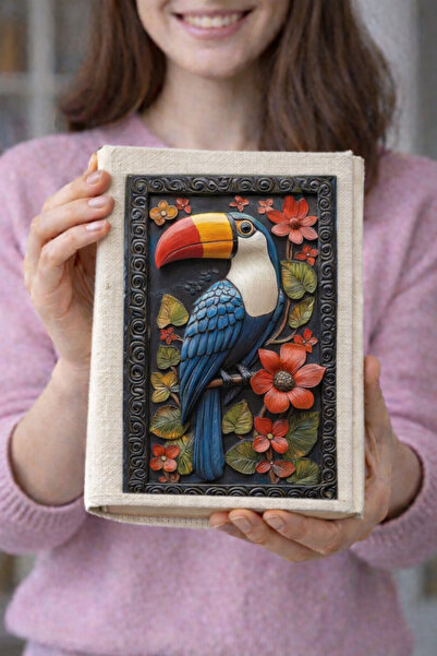 Şımartan Toucan Bird Pattern Cloth Book Cover – Artistic Printed Fabric Book ...