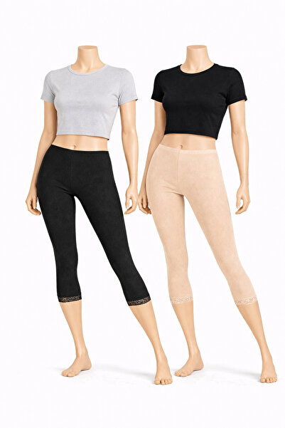 belpa Below Knee Lace Cotton Leggings,Combed Cotton Leggings, Capri Leggings ...