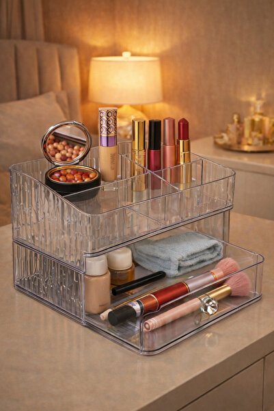 Mim Life Makeup Organizer Desktop Makeup Jewelry Organizer with Compartments ...
