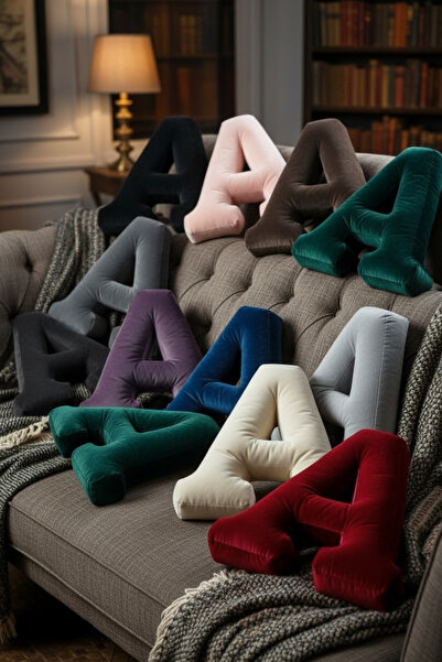 JACA Velvet Fabric Letter Pillow Large Size Throw Pillow (40cm)