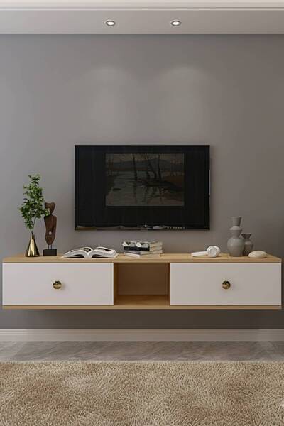 YUMEDİ DESİGN TDA1501DB - MİKO DUVARA MONTAJ TV STAND 150CM SAFİRMEŞE-BEYAZ