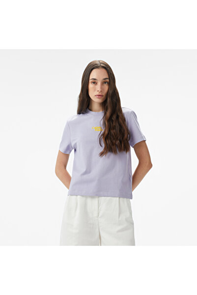 Calvin Klein Floed Logo Kadın Mor T-Shirt