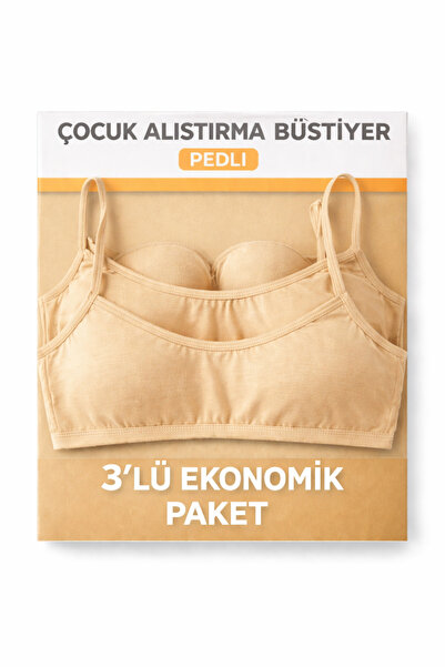 QULAT Girl's Padded Training Bustier Cotton Colorful 3-Piece Economical Pack