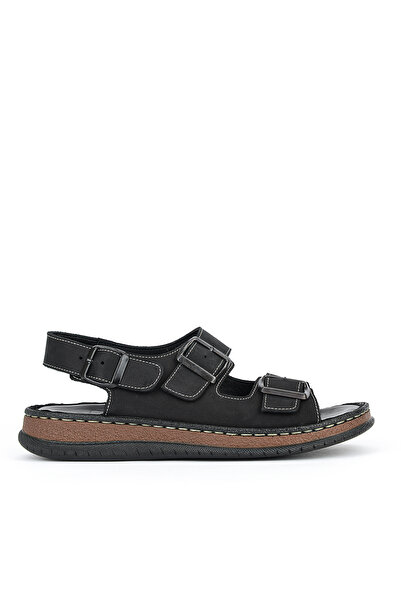 Ziya , Men's Genuine Leather Sandals 1611045Zs3 Black
