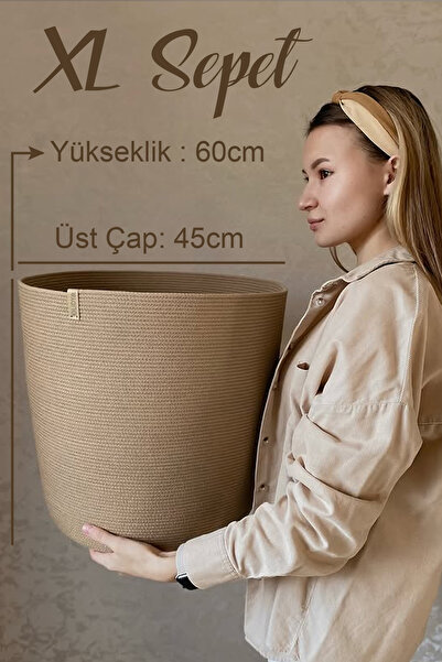 OLİDYA Jüt Halat Dekoratif Sepet – Büyük Boy, Doğal Hasır Görünümlü, Çok Amaç...