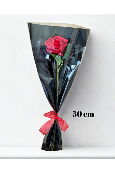 Home Kırmızı Kadife Tek Gül Buket (50cm) Sevgililer Günü, Anneler Günü,Kız İs...