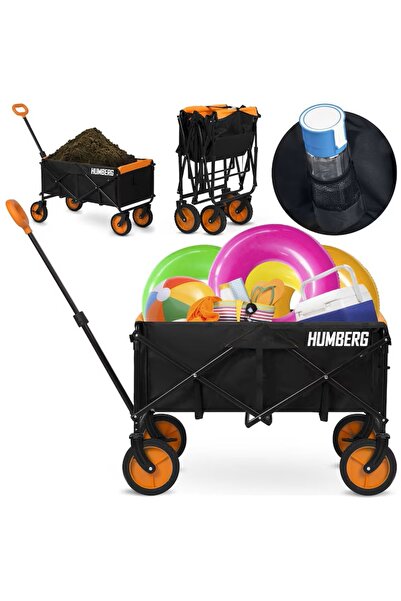 Humberg cărucior de transport pliabil, 100l, 90kg, cu roți față pivotante, structură din oțel